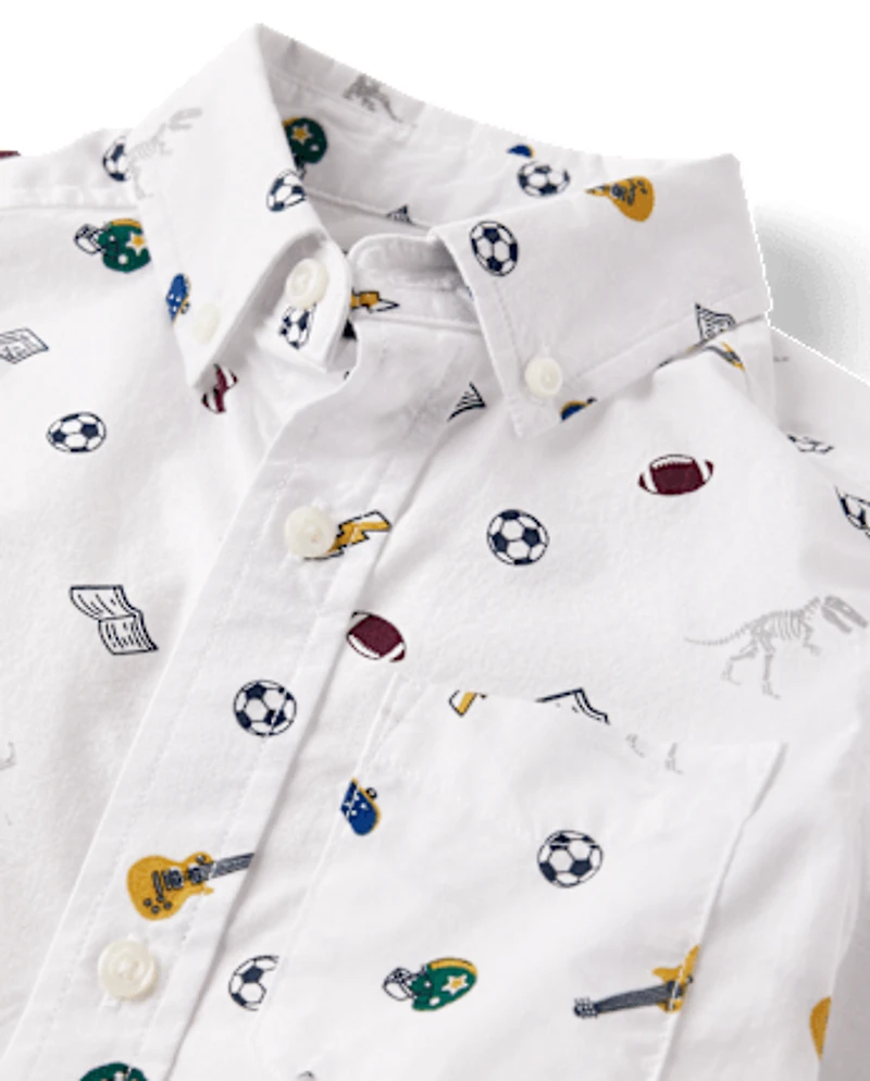 Boys Doodle Poplin Button Up Shirt