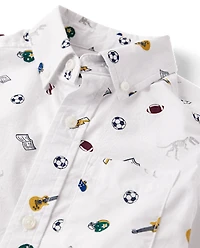 Boys Doodle Poplin Button Up Shirt