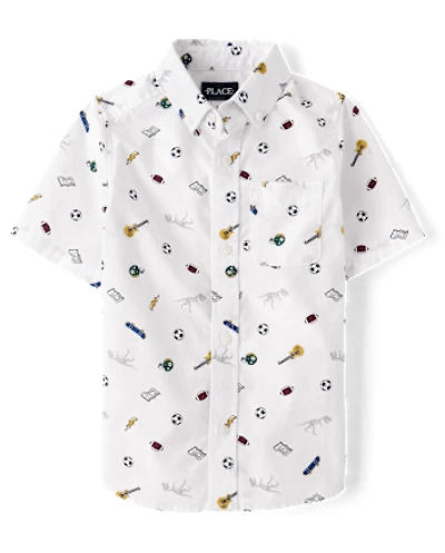 Boys Doodle Poplin Button Up Shirt