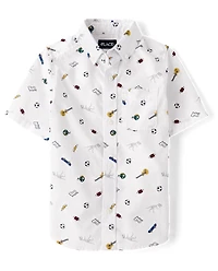 Boys Doodle Poplin Button Up Shirt