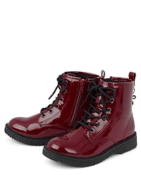 Girls Bow Charm Combat Boots