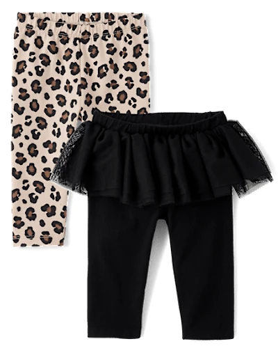 Baby Girls Leopard Tutu Leggings 2-Pack