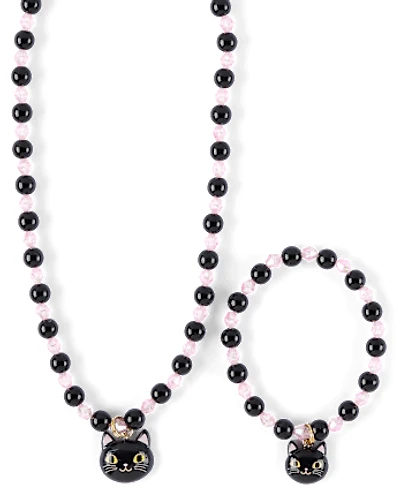Girls Cat Beaded 2-Piece Jewelry Set