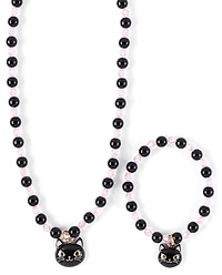 Girls Cat Beaded 2-Piece Jewelry Set