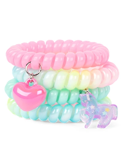Girls Unicorn Coil Bracelet 4-Pack
