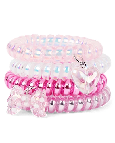 Girls Heart Coil Bracelet 4-Pack