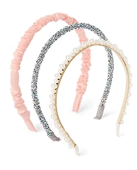 Girls Faux Pearl Headband 3-Pack