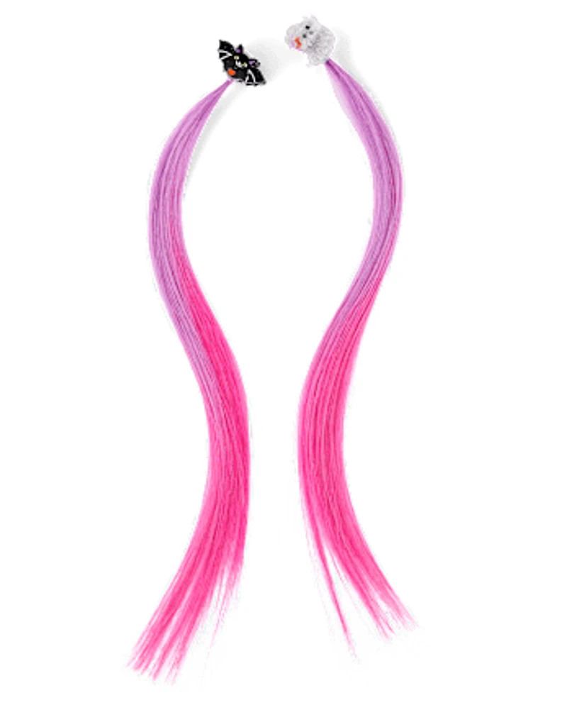 Girls Glow Halloween Faux Hair Extension Hair Clips 2-Pack