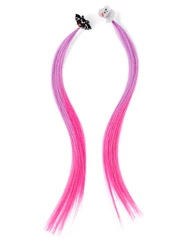 Girls Glow Halloween Faux Hair Extension Hair Clips 2-Pack