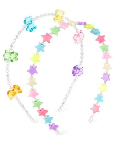 Girls Beaded Candy Bear Headband 2-Pack