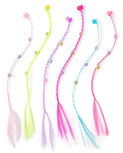 Girls Beaded Hair Extension Hair Clip 6-Pack
