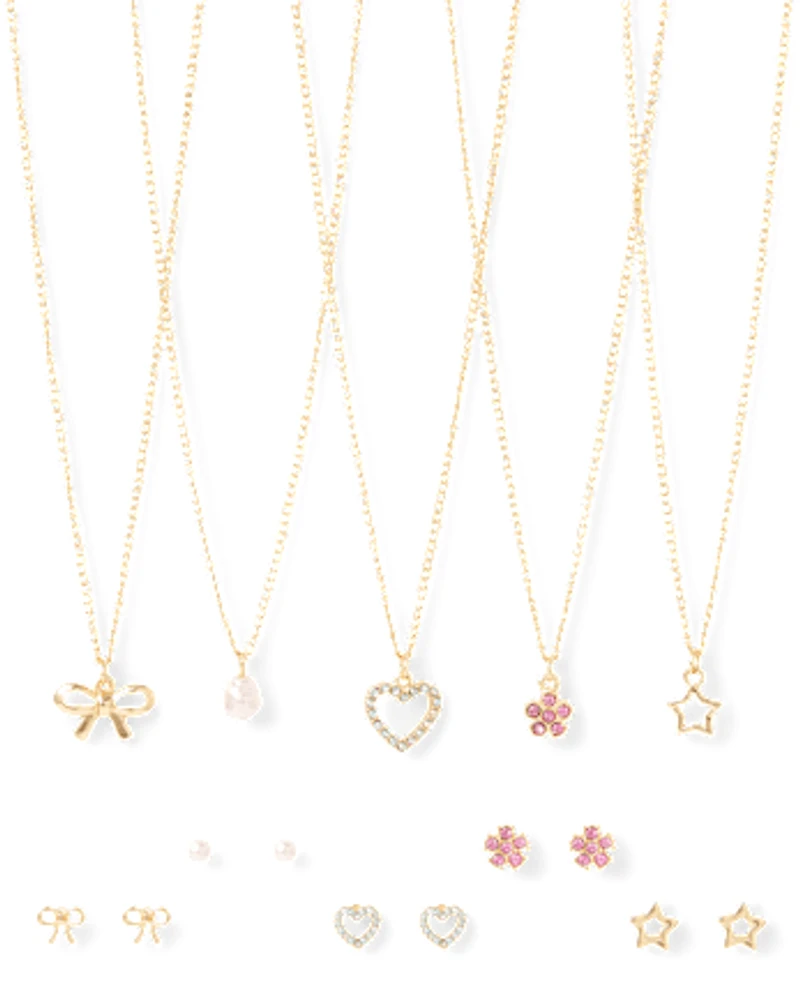 Girls Bow 10-Piece Jewelry Set