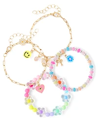 Girls Happy Face Bracelet 4-Pack