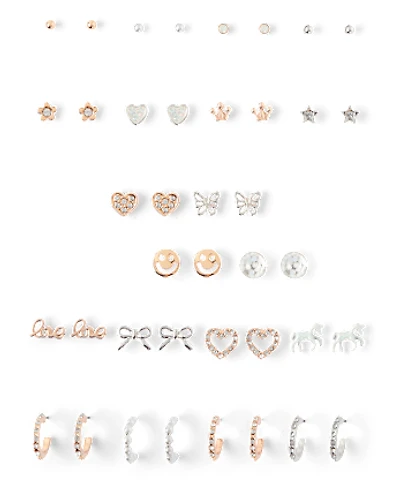 Girls Heart Earrings 20-Pack
