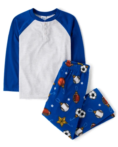 Pyjama Henley à ornements sportifs pour garçons