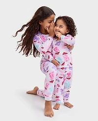 Girls Candy Bear Santa Hat Snug Fit Velour Pajamas