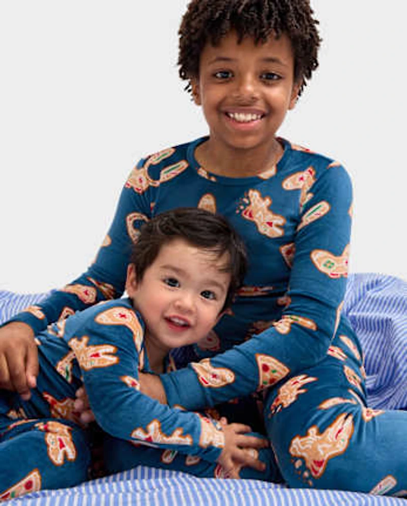 Boys Gingerbread Gamer Snug Fit Velour Pajamas