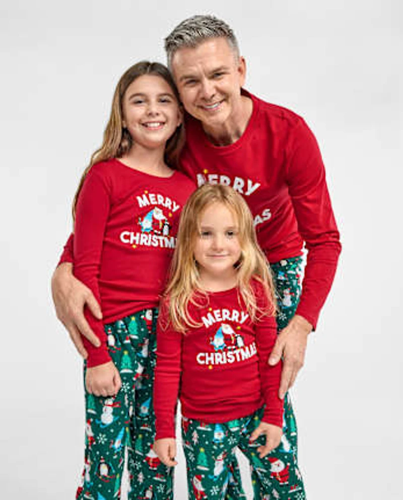 Adult Matching Family Merry Christmas Cotton And Microfleece Pajamas