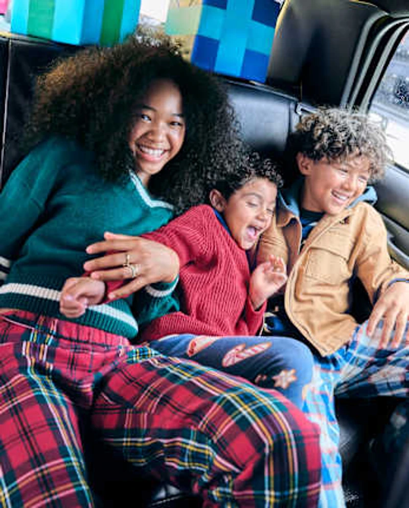 Kids Matching Family Christmas Crew Snug Fit Cotton And Flannel Pajamas