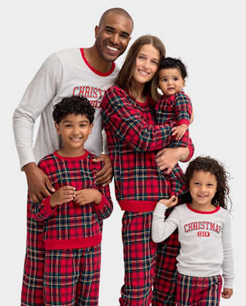 Baby And Toddler Matching Family Plaid Microfleece Footed One Piece Pajamas