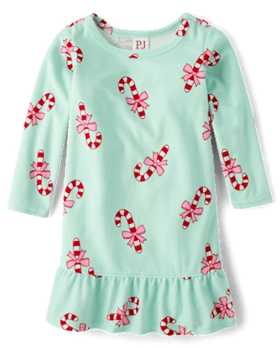 Baby And Toddler Girls Holiday Candy Cane Velour Nightgown