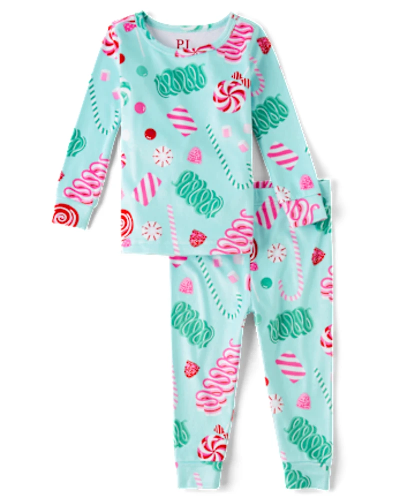 Baby And Toddler Girls Holiday Gummy Velour Pajamas