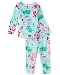 Baby And Toddler Girls Holiday Gummy Velour Pajamas