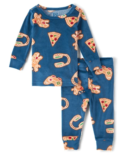 Pyjama en velours ajusté pour bébé et tout-petit garçon, motif pain d'épices Gamer