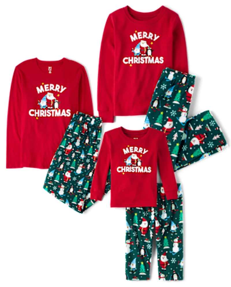 Kids Matching Family Merry Christmas Cotton And Microfleece Pajamas