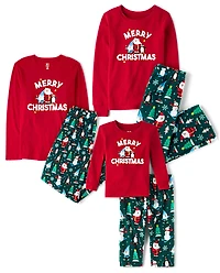 Kids Matching Family Merry Christmas Cotton And Microfleece Pajamas