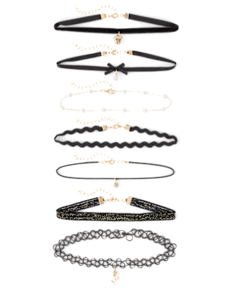 Girls Bow Choker Necklace 7-Pack