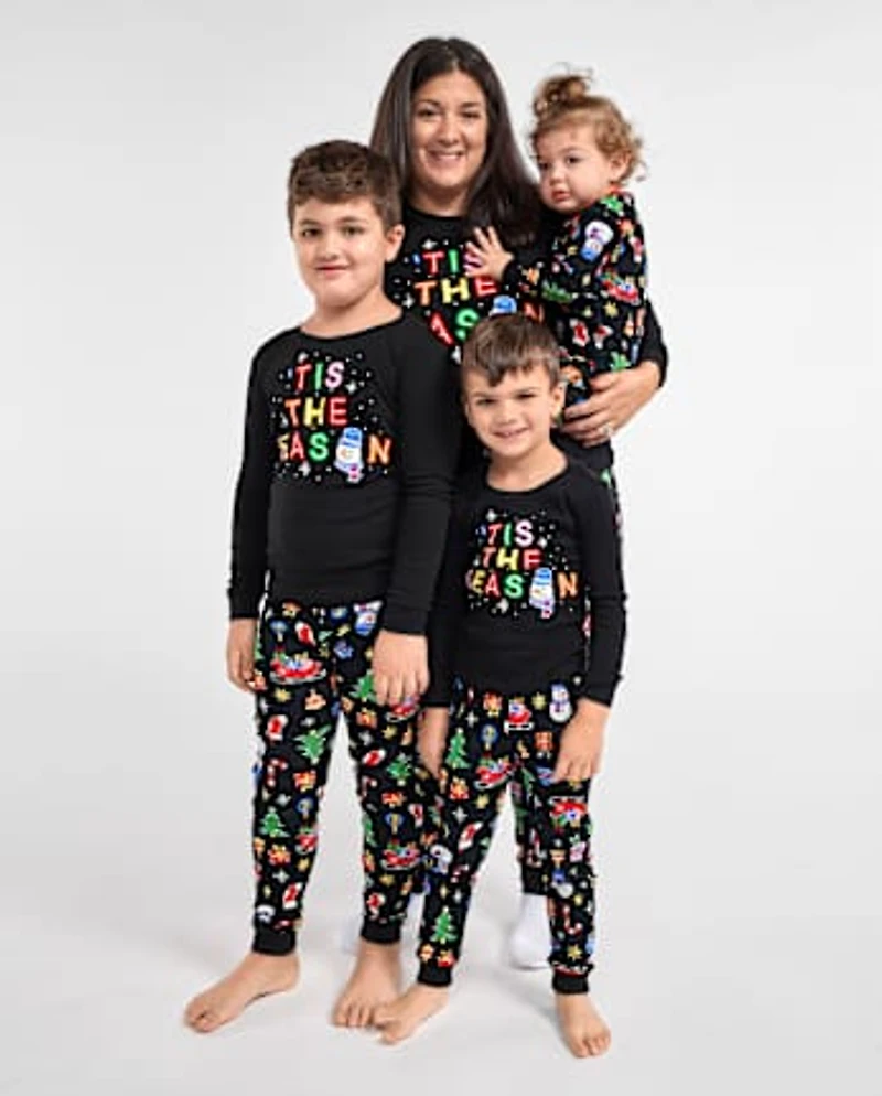 Pyjama en coton assorti pour adultes, idéal la famille, « Glow Tis The Season »