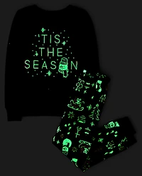Kids Matching Family Glow Tis The Season Snug Fit Cotton Pajamas