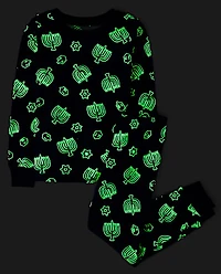 Kids Matching Family Glow Hanukkah Snug Fit Cotton Pajamas