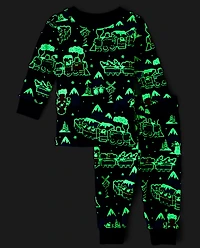 Baby And Toddler Glow Holiday Train Snug Fit Cotton Pajamas