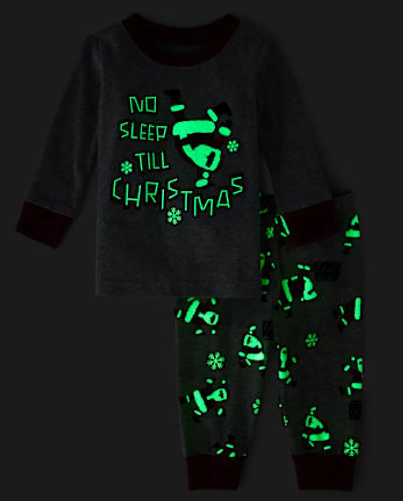 Baby And Toddler Glow Santa Dancing Snug Fit Cotton Pajamas