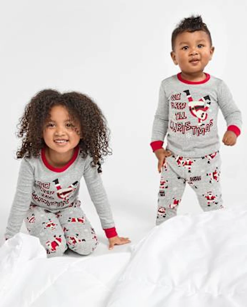 Pyjama ajusté en coton pour bébé et tout-petit, motif Père Noël dansant lumineux