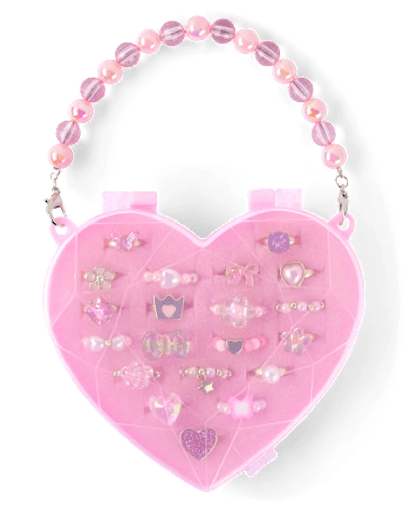 Girls Floral Ring 20-Pack