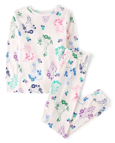 Girls Disney™ Princess Floral Snug Fit Cotton Pajamas