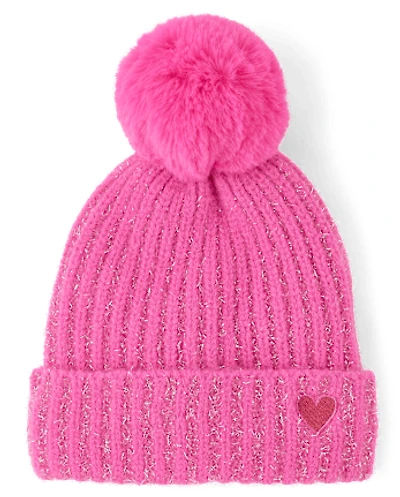 Girls Shimmer Icon Pom Beanie