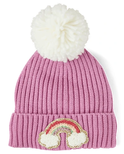 Toddler Girls Chenille Patch Pom Beanie