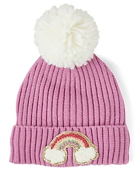 Toddler Girls Chenille Patch Pom Beanie