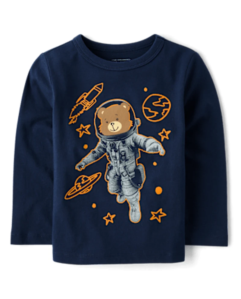 Baby And Toddler Boys Bear Astronaut Graphic Tee