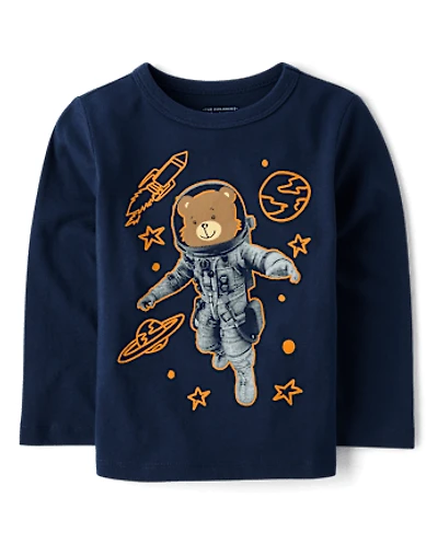 Baby And Toddler Boys Bear Astronaut Graphic Tee