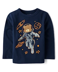 Baby And Toddler Boys Bear Astronaut Graphic Tee