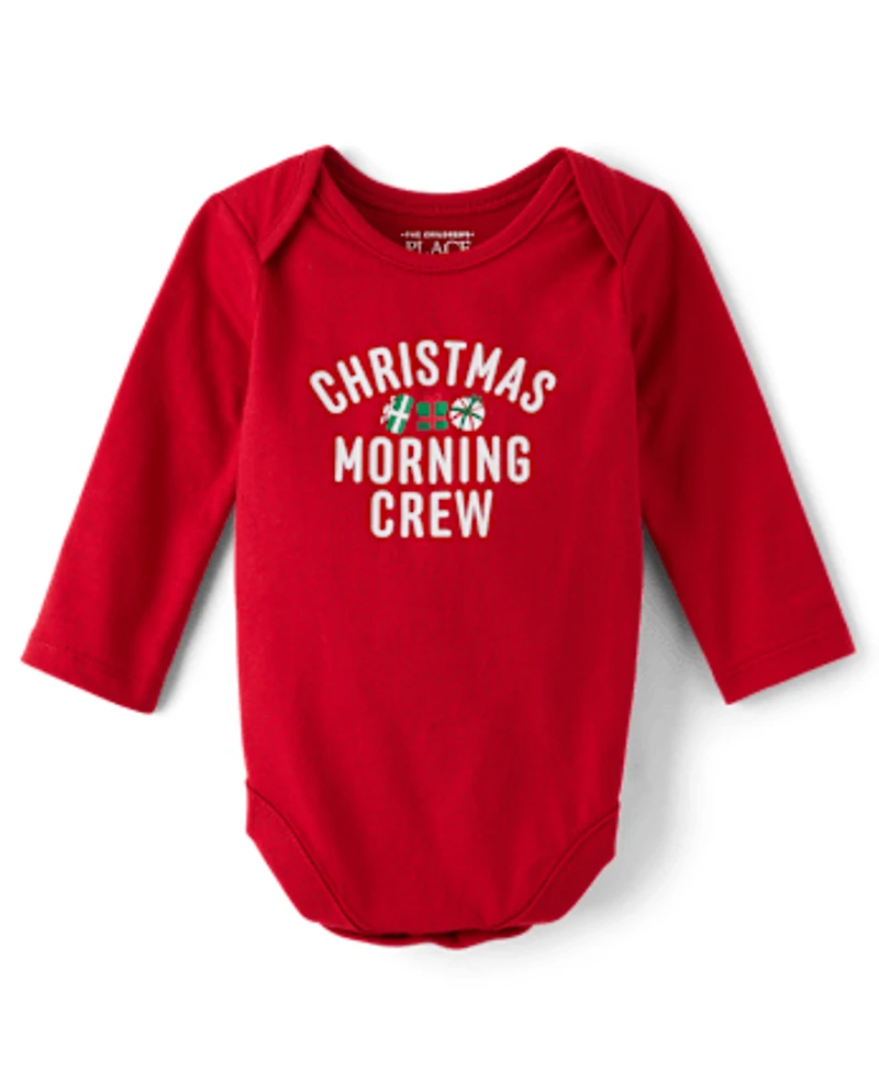 Baby Christmas Matching Family Morning Crew Graphic Bodysuit