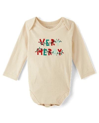 Baby Very Merry Christmas Lights Graphic Bodysuit