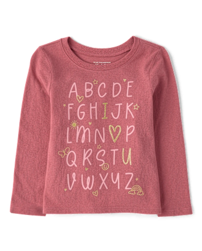 Baby And Toddler Girls Alphabet Doodles Graphic Tee