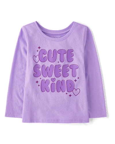 Baby And Toddler Girls Cute Sweet Kind Graphic Tee