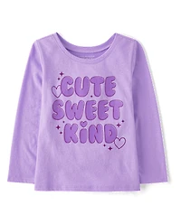 Baby And Toddler Girls Cute Sweet Kind Graphic Tee